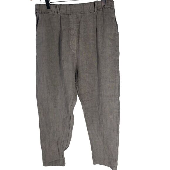 Campo De Fiori Taupe 100% Italian Linen Pull On Pants Sz S - Picture 7 of 8